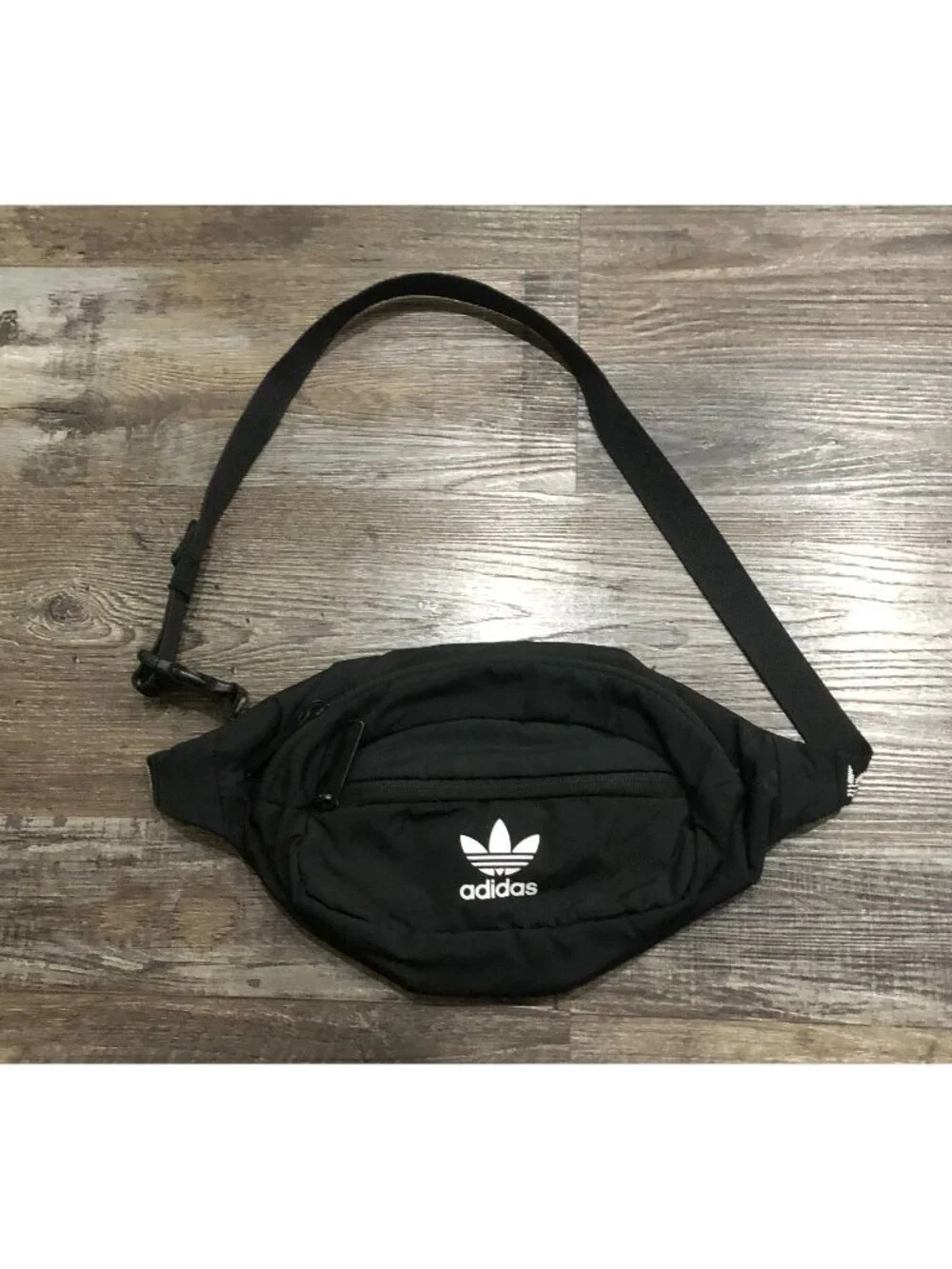 Adidas Originals Waist Bag Fanny Pack Black with White Trefoil Design